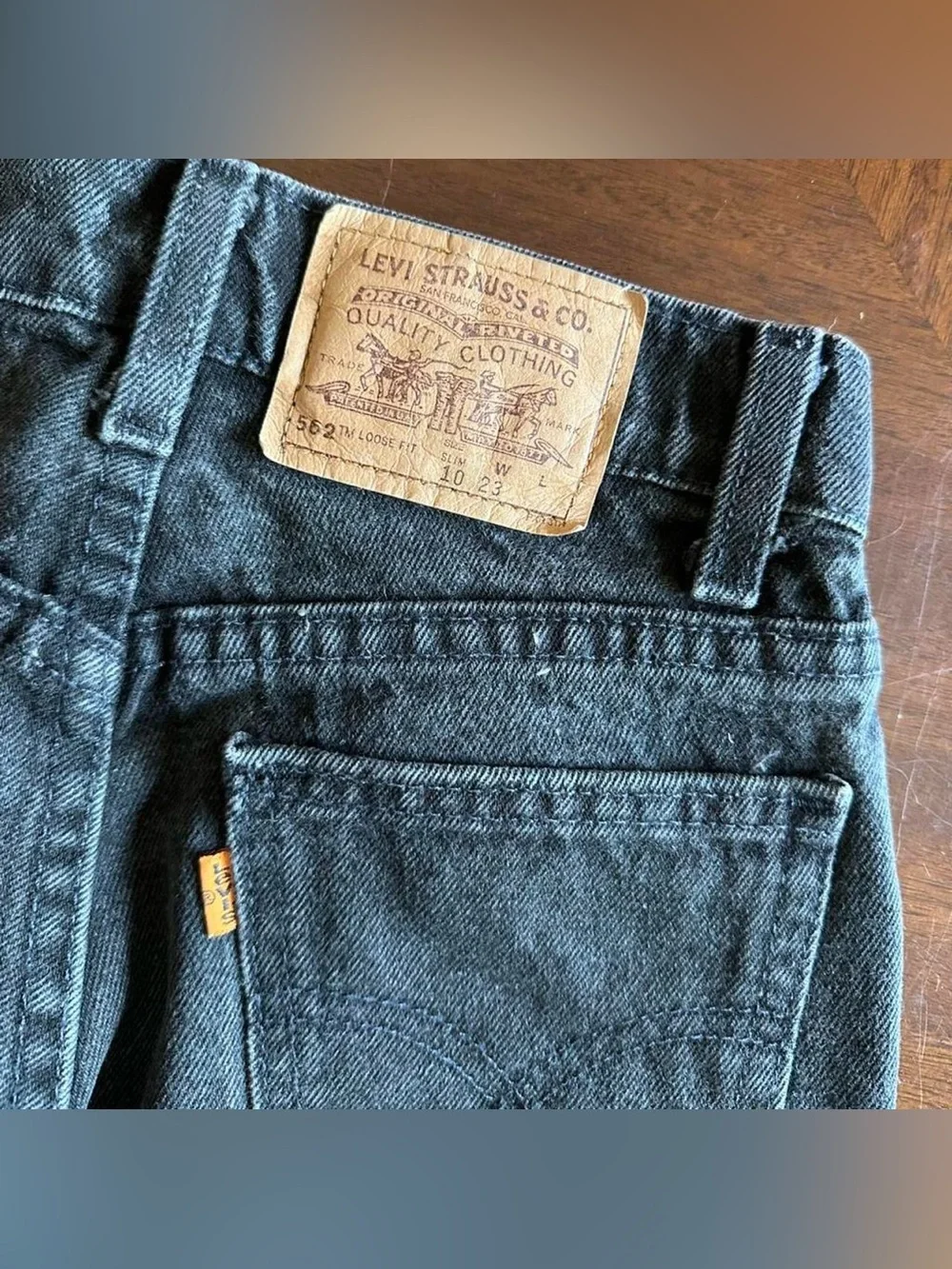 Vintage 90s Levi’s 562 Orange Tab Black Jeans Youth Size 10 USA Made